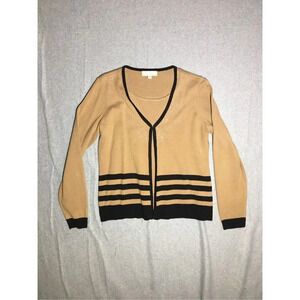 Womens Carolyn Taylor Blouse Size Medium Black Tan Attached Casual Cute